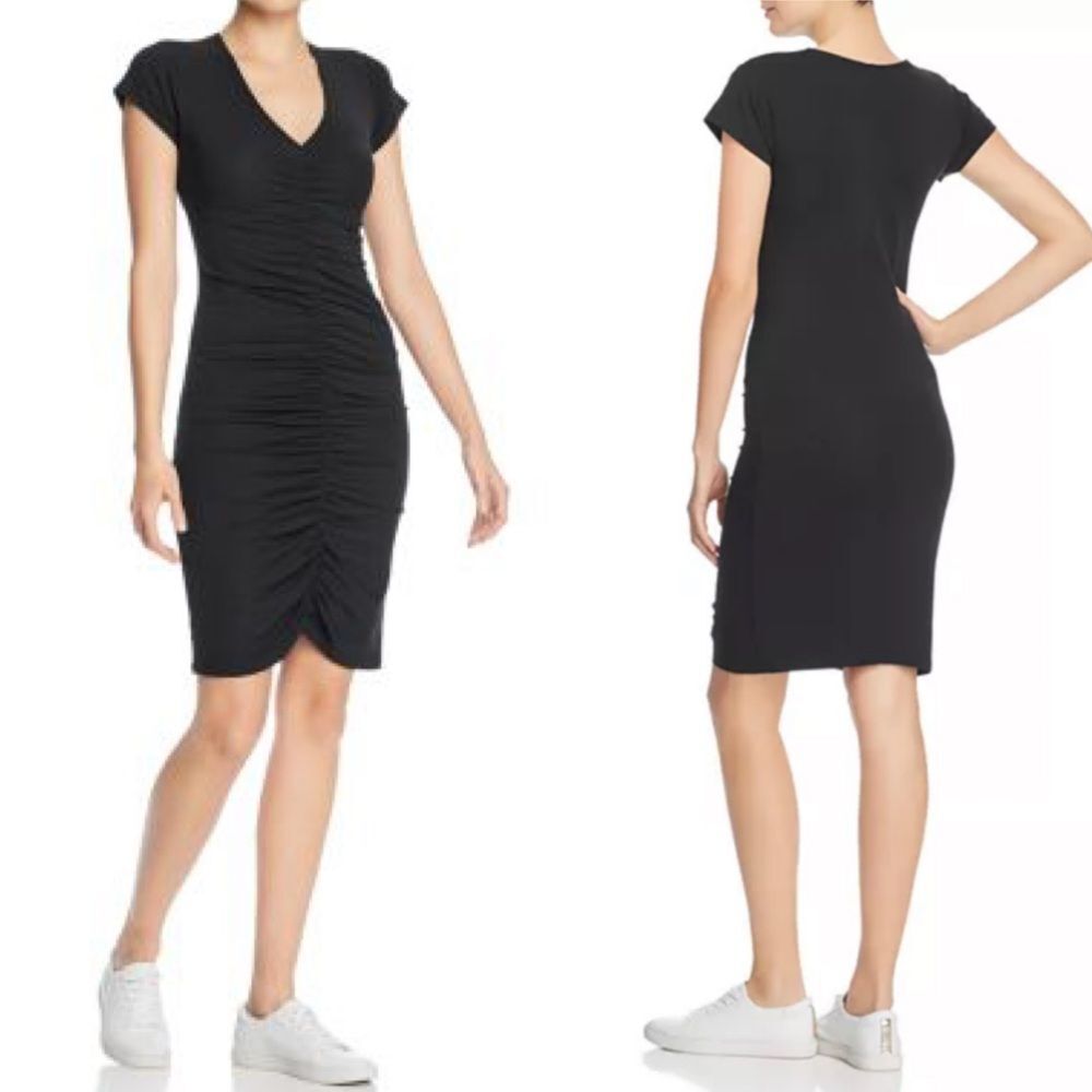 ATM Anthony Thomas Melillo Ruched Short Sleeve T-Shirt Dress | Black | Medium